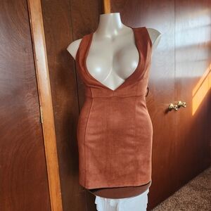 Allegra K Sleeveless Brown Retro Mini Dress